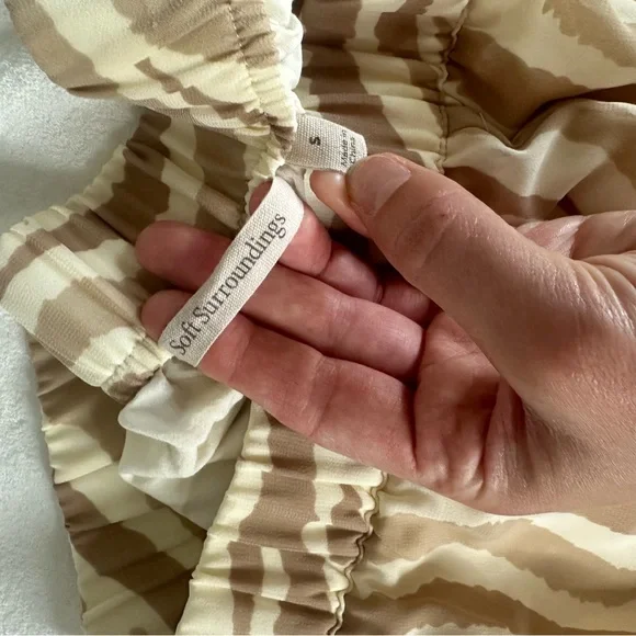 Soft Surroundings Safi Tan Cream Zebra Print Wide Leg pants - Picture 7 of 12